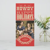 Howdy Westerne kerstfotokaarten Kaart (Staand voorkant)