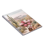 Howdy Westerne Koe in roze hart zonnebril Notitieboek (Rechterzijde)