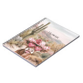 Howdy Westerne Koe in roze hart zonnebril Notitieboek (Linkerzijde)