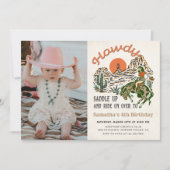 Howdy! Westerne Rodeo Cowboy Verjaardagsfoto Kaart (Voorkant)