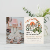 Howdy! Westerne Rodeo Cowboy Verjaardagsfoto Kaart (Staand voorkant)