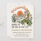 Howdy! Westerne Rodeo Cowboy verjaardagsuitnodigin Kaart (Voorkant)
