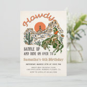 Howdy! Westerne Rodeo Cowboy verjaardagsuitnodigin Kaart (Staand voorkant)