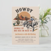 Howdy! Westerne Rodeo Cowboy verjaardagsuitnodigin Kaart (Staand voorkant)