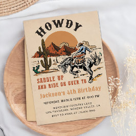Howdy! Westerne Rodeo Cowboy verjaardagsuitnodigin Kaart