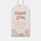 Howdy! Westerne roze cowgirl verjaardag Cadeaulabel (Voorkant)