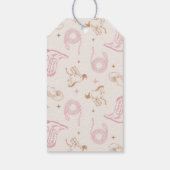 Howdy! Westerne roze cowgirl verjaardag Cadeaulabel (Achterkant)