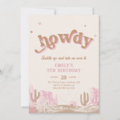 Howdy! Westerne roze cowgirl verjaardag Kaart (Voorkant)