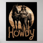 Howdy Westerne zwarte cowgirl Afro-Amerikaanse vro Poster (Voorkant)