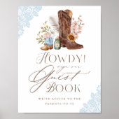 Howdy Wild Western Baby Boy Shower Guestbook Sign Poster (Voorkant)