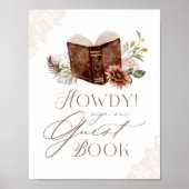 Howdy Wild Western Baby shower Guestbook Sign Poster (Voorkant)