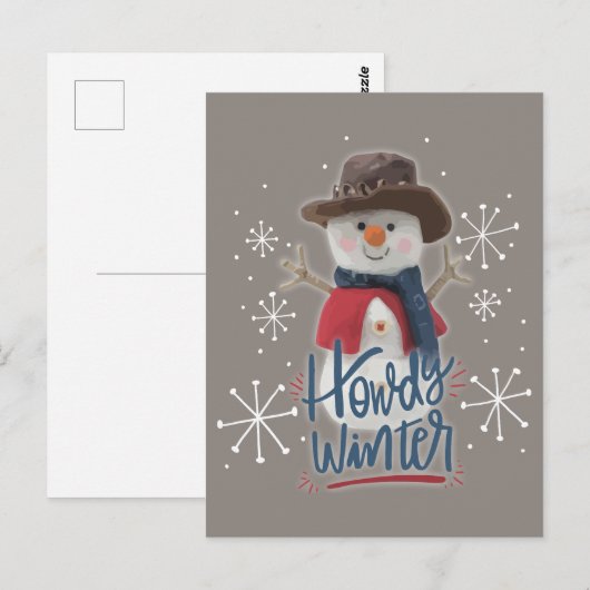 Howdy Winter Cowboy Snowman Briefkaart (Voorkant / Achterkant)