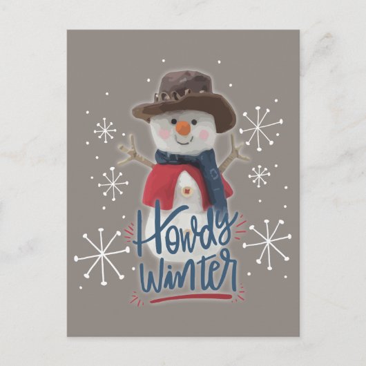 Howdy Winter Cowboy Snowman Briefkaart (Voorkant)