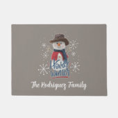 Howdy Winter Cowboy Snowman Deurmat (Voorkant)