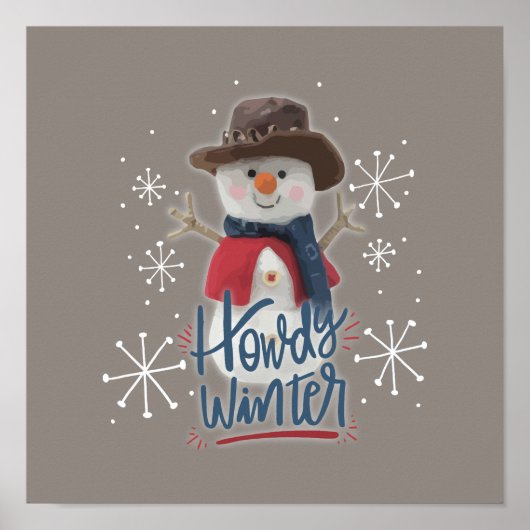 Howdy Winter Cowboy Snowman Poster (Voorkant)