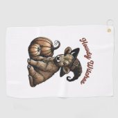 Howdy Witches Halloween Highland Koe Golfhanddoek (Horizontaal)