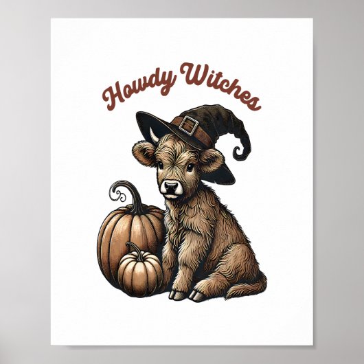 Howdy Witches Halloween Highland Koe Poster (Voorkant)