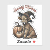 Howdy Witches Halloween Highland Koe Sticker (Vel)
