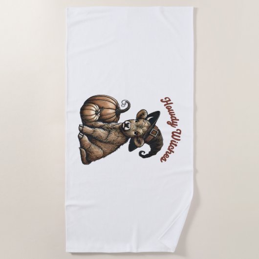 Howdy Witches Halloween Highland Koe Strandlaken (Voorkant)