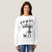 Howdy Witches Quote Halloween Cowgirl Witch Cat Trui (Voorkant volledig)