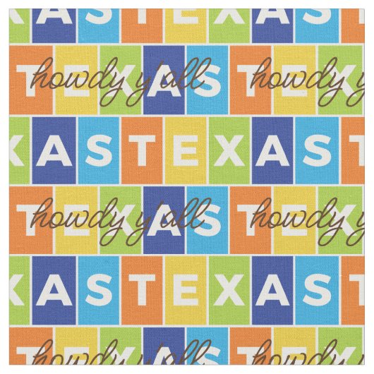 Howdy Y'all Colorful Texas Boxes Pattern Stof (Close Up)
