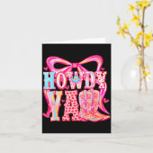 Howdy Yall Cowboy Boots Coquette Bow Western Valen Kaart (Gele Bloem)