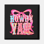 Howdy Yall Cowboy Boots Coquette Bow Western Valen Magneet (Voorkant)
