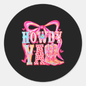 Howdy Yall Cowboy Boots Coquette Bow Western Valen Ronde Sticker (Voorkant)