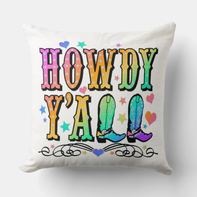Howdy Y'all Cowgirl Girls Pillow Kussen (Voorkant)