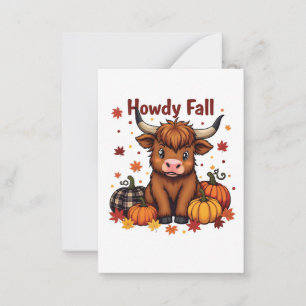 Howdy Y'all Herfst Autumn Moo Koe Dairy Pumpkin Notitiekaartje