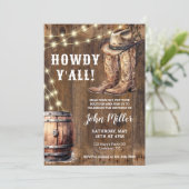 Howdy Y'All Western Verjaardag Cowboy Boots en Pet Kaart (Staand voorkant)