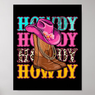 Howdy Zuid-Western Meisje Country Rodeo Cowgirls Poster