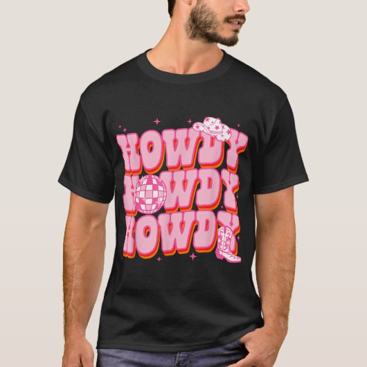 Howdy Zuid Western Meisje Country Rodeo Roze T-shirt (Voorkant)