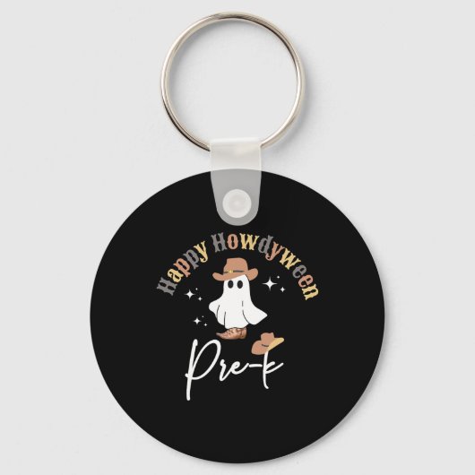 Howdyween Pre-k Ghost Western Teacher Preschool Te Sleutelhanger (Voorkant)