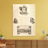 Howe naaimachine met schets van de uitvinder canvas afdruk (Insitu (Woonkamer))