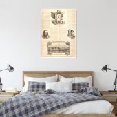 Howe naaimachine met schets van de uitvinder canvas afdruk (Insitu (Slaapkamer))