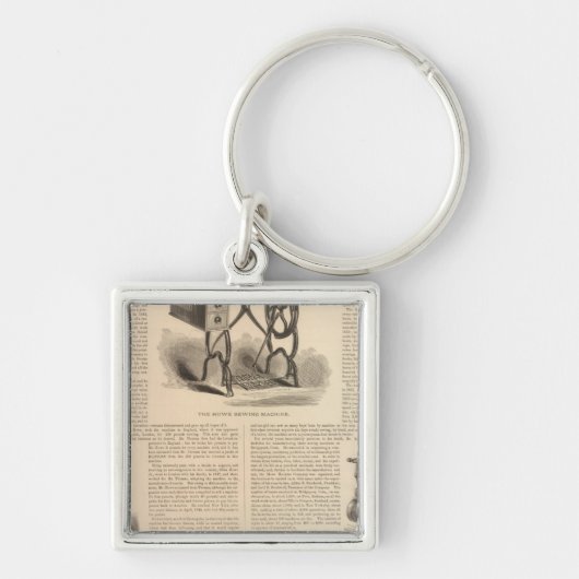 Howe naaimachine met schets van de uitvinder sleutelhanger (Voorkant)