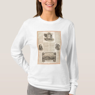 Howe naaimachine met schets van de uitvinder t-shirt