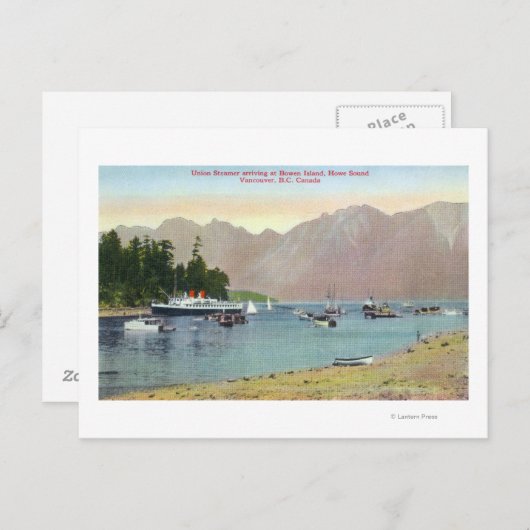 Howe Sound Uitzicht of Union Steamer op Bowen Isla Briefkaart (Voorkant / Achterkant)
