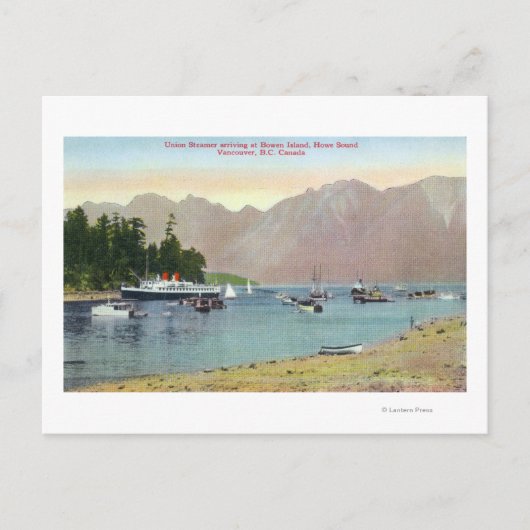 Howe Sound Uitzicht of Union Steamer op Bowen Isla Briefkaart (Voorkant)