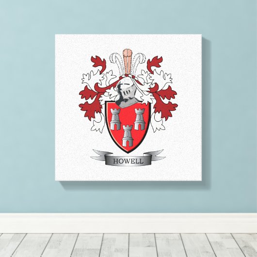Howell Family Crest Coat. Canvas Afdruk (Insitu (Houten vloer))