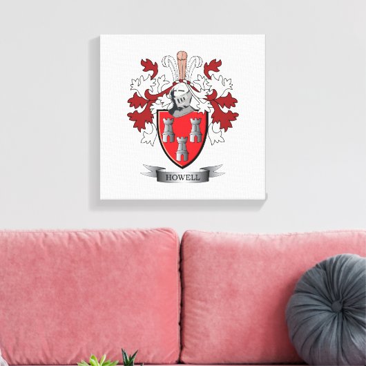 Howell Family Crest Coat. Canvas Afdruk (Insitu (Woonkamer))