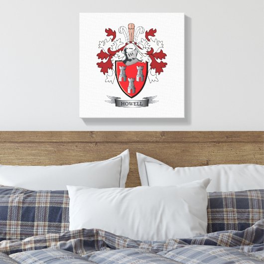 Howell Family Crest Coat. Canvas Afdruk (Insitu (Slaapkamer))