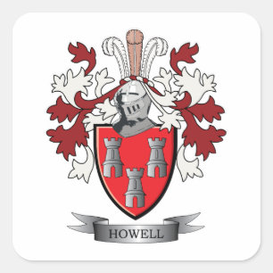 Howell Family Crest Coat of Arms Vierkante Sticker