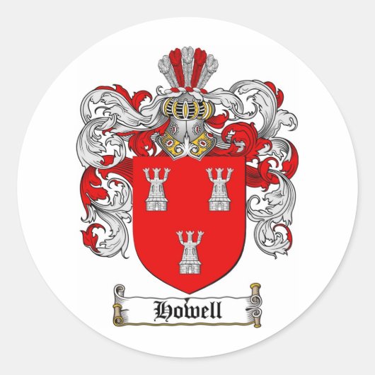 HOWELL FAMILY CREST - HOWELL WAPENSCHILD RONDE STICKER (Voorkant)