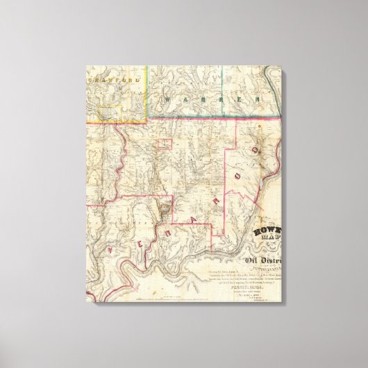 Howe's Map of The Oil District of Pennsylvania Canvas Afdruk (Voorkant)