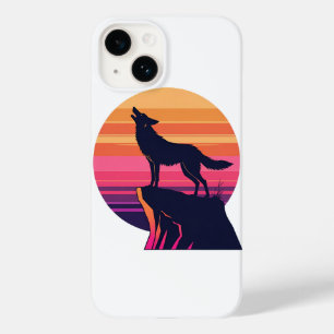 Howl at the Dusk - Retro Coyote Zonsondergang Case-Mate iPhone 14 Hoesje