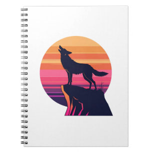 Howl at the Dusk - Retro Coyote Zonsondergang Notitieboek