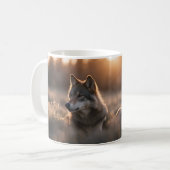 Howl bij de dageraad met de Two Wolf Sunrise Mok (Voorkant links)