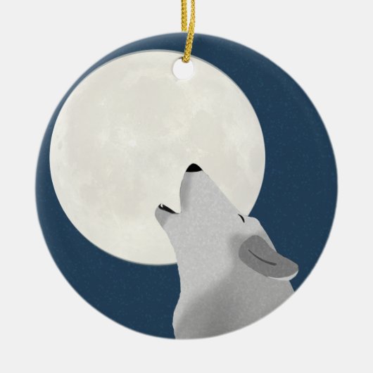 Howl bij het Moon Wolf Ornament (Voorkant)
